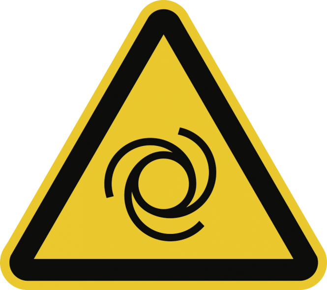 Warnung vor automatischem Anlauf ISO 7010, Alu, 100 mm SL 