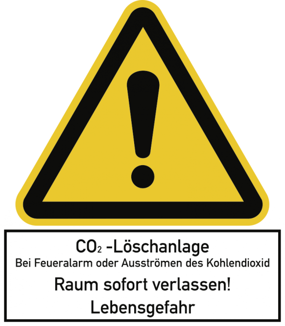 CO2-Löschanlage..., Kombischild, Folie, 210x240 mm 