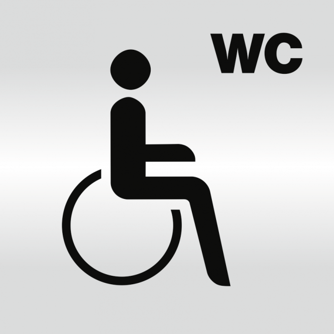 Piktogramm WC Behinderte/barrierefrei, Alu silber eloxiert, 148x148 mm 