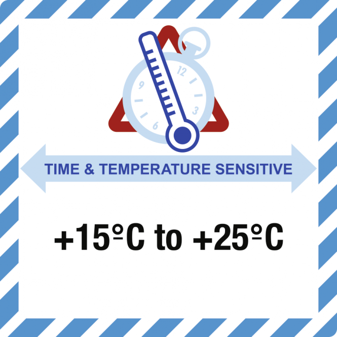 Time & Temperature Sensitive m. Text nach Angabe,Folie,100x100 mm,1000 St./Rolle 