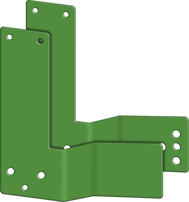Montageplatte gekröpft, grün für Rahmentüre, DIN rechts, 30 mm Versatz 