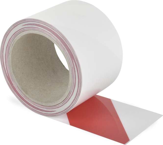 Schmutzresistentes Bodenmarkierungsband WT-5229,Polyester,rot/weiß, 75 mm x 15 m 