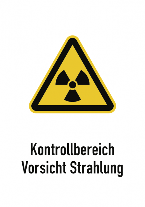 Kontrollbereich Vorsicht Strahlung, Kombischild, Folie, 148x210 mm 