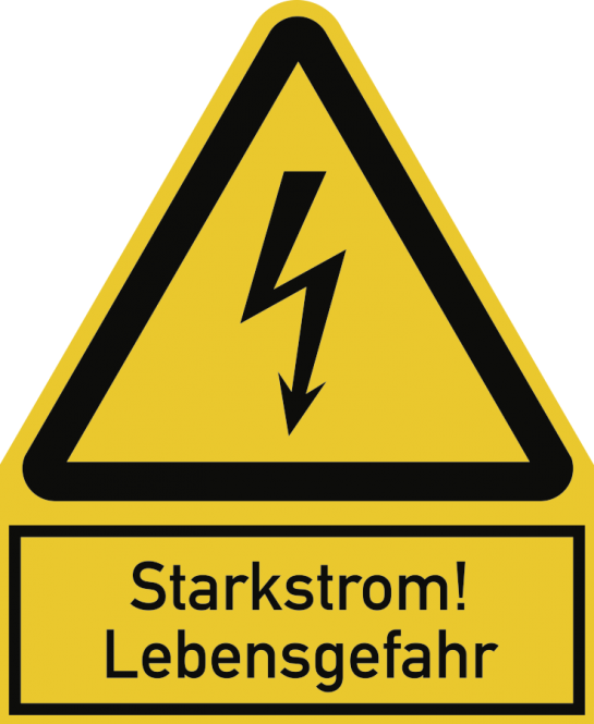 Starkstrom! Lebensgefahr, Kombischild, Folie, 100x122 mm 