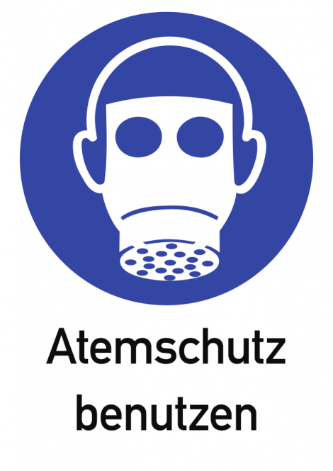 Atemschutz benutzen ISO 7010, Kombischild, Alu, 262x371 mm 