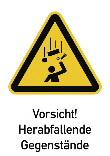 Vorsicht! Herabfallende Gegenstände, Kombischild, Alu, 262x371 mm 